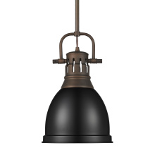 Golden 3604-S RBZ-BLK - Yep by Golden Lighting Duncan 1-light 9in Rod Hung Pendant in Rubbed Bronze and Matte Black shade